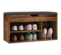 HOMCOM Meuble Chaussures 2 Niveaux 80x30x43cm Effet Bois d'acajou | Banc à Chaussures, Niche, Coffre Intégré, Effet bois d'acajou