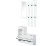 HOMCOM - meuble chaussures - Bois - 90x22x116cm - Blanc