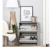 HOMCOM Meuble Chaussures Entrée 2 Portes Battantes Gris Blanc Rangement 8 Paires | Aosom France