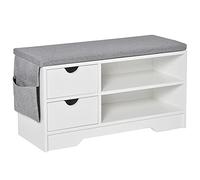 HOMCOM Meuble Chaussures et Banc à Chaussures avec Coussin Gris 2 étagères et 2 tiroirs MDF 80,5 x 30,5 x 43,5 cm Gris et Blanc