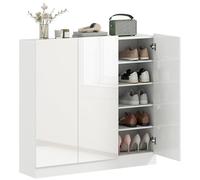 HOMCOM Meuble Chaussures Rayons régl. Portes laquées 106.4x34x108.5cm