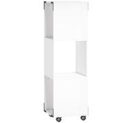 HOMCOM Meuble-classeur mobile avec 3 compartiments ouverts, plateau pour imprimante sur roulettes avec 2 freins, Blanc