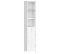 HomCom Meuble colonne de salle de bain moderne 34x24x170 cm avec étagère et tiroir Blanc G