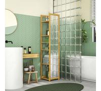 HOMCOM Meuble colonne de salle de bain à 6 niveaux en bambou avec miroir, 6 étagères, naturel, 35L x 35l x 168H cm