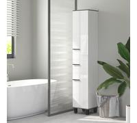 HOMCOM Meuble Colonne de Salle de Bain avec 2 Armoires avec Étagères Réglables et Tiroir, 34x32x190 cm, Blanc