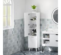HOMCOM Meuble colonne de salle de bain meuble de rangement avec placards à porte, 35 x 31,5 x 144 cm, blanc