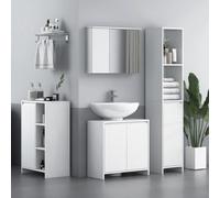 HOMCOM Meuble colonne de salle de bain placard de rangement en MDF Blanc avec 1 Porte et 2 étagères 30 x 30 x 160 cm