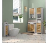 HOMCOM Meuble Colonne Rangement Salle de Bain bicolore dim. 35L x 30l x 170H cm 2 placards avec étagère réglable + 2 niches