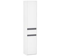 HomCom Meuble colonne salle de bain Style contemporain 2 placards 3 étagères tiroir coulissant Blanc