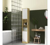HOMCOM Meuble colonne rangement salle de bain style cosy 30 x 24 x 170 cm 2 portes étagère 2 niches chêne clair blanc
