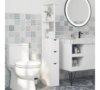 HOMCOM Meuble colonne salle de bain armoire de salle de bain avec tiroirs étagères ouvertes placard 15 x 33 x 136,5 cm blanc