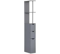 HOMCOM Meuble Colonne Salle de Bain, Armoire de Salle de Bain, avec tiroirs, étagères Ouvertes, Placard, 15 x 33 x 136,8 cm, Gris