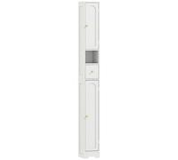 HOMCOM Meuble colonne salle de bain, meuble de rangement, 2 portes, tiroir, compartiment ouvert, étagère réglable, blanc
