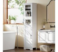 HOMCOM Meuble colonne salle de bain, meuble de rangement avec tiroir, 2 portes et étagère réglable, 40 x 31 x 170 cm, blanc