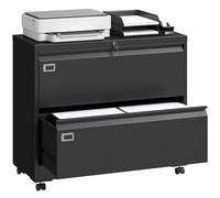 HOMCOM Meuble de bureau à roulettes avec 2 tiroirs - Armoire de bureau mobile avec roulettes verrouillable - Armoire de bureau avec dossier suspendu réglable - Armoire à tiroirs pour bureau à domicile
