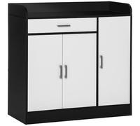 HOMCOM Meuble de Cuisine Moderne en MDF avec 2 armoires, 1 tiroir et des étagères réglables, 90x40x90 cm, Noir et Blanc