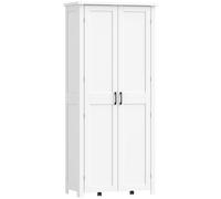 HOMCOM Meuble de Cuisine Moderne: Roulettes, 2 Portes, 14 Compartiments, Couleur Blanc.