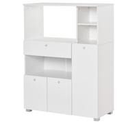 HomCom Armoire micro-ondes Meuble cuisine 2 placards 4 niches tiroir coulissant 90×40×120 cm Blanc