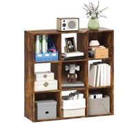 HOMCOM Meuble de rangement à 3 niveaux 9 cubes en panneaux de particules pour la maison, le bureau, étagères marron rustique