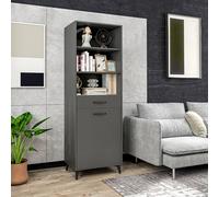 HOMCOM Meuble de rangement armoire de cuisine style industriel 3 niches 1 tiroir 1 placard 60 x 42 x 180 cm gris | Aosom France