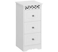 HOMCOM Meuble de Rangement Blanc Commode à 3 tiroirs pour Cuisine Salle à Manger Salon Chambre à Coucher Salle de Bain 29,8x29,8x68,5 cm