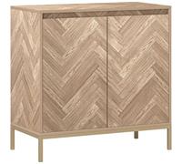 HOMCOM Meuble de Rangement Buffet 2 Portes à Chevrons 78x40x78 cm Chêne | Style Scandinave, Étagère Réglable, Pieds en Acier, Armoire de Rangement, Salon, Salle à Manger