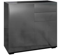 HOMCOM Meuble de Rangement Buffet Commode 79 x 36 x 74 cm Noir Brillant | Armoire de Rangement, 2 Tiroirs, 2 Placards à Portes, Étagères Réglables, Salon, Chambre, Cuisine