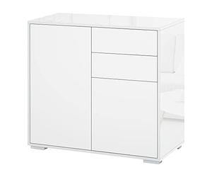 HOMCOM Meuble de Rangement Buffet Commode Armoire de Rangement avec 2 tiroirs et 2 placards à Portes, étagères réglables, pour Salon, Cuisine, Chambre, 79 x 36 x 74 cm Blanc