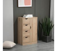 HOMCOM Meuble de Rangement Buffet Commode Moderne 1 Placard et 4 tiroirs - Panneaux Particules - pour Salon, Cuisine, entrée, Salle à Manger - marron Description:Ce superbe buffet style scandinave dot