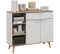 HOMCOM Meuble de Rangement Buffet Cuisine 1 Tiroir 95 x 35 x 85 cm Blanc | Commode, Étagères Réglables, 1 Placard Double Porte, Pieds en Bois Massif