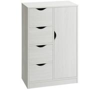 HOMCOM Meuble de Rangement Buffet Moderne 1 Placard et 4 Tiroirs Blanc | Commode en Bois, pour Salon, Cuisine, Entrée, Salle à Manger