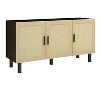 Meuble de rangement - HOMCOM - placards à portes effet cannage, étagères réglables - 136 x 41 x 70 cm - noir et bois naturel