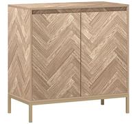 HOMCOM Meuble de Rangement Buffet Style scandinave avec 2 Portes à Chevrons, étagère réglable et Pieds en Acier, Armoire de Rangement pour Salon, Salle à Manger, dim. 78 x 40 x 78 cm, chêne
