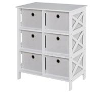 HOMCOM Meuble de Rangement Commode 6 Tiroirs dim. 64L x 37l x 76H cm Blanc | Design Contemporain, MDF, Non Tissé Gris Clair
