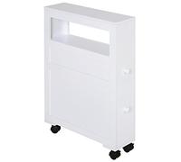 HOMCOM Meuble de rangement étroit de 72 x 16 cm avec 2 tiroirs ouverts sur le dessus et 4 roulettes