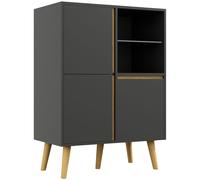 HOMCOM Meuble de Rangement Gris Foncé Design Épuré Étagères Ajustables Pieds Bois Massif 70x40x96,1cm Aosom France