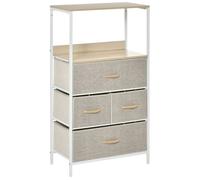 HOMCOM - meuble de rangement - Lin (100% polyester) - 58x29x103cm - Gris, Bois d'érable, Blanc
