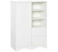 HOMCOM Armoire avec Porte et 5 étagères, 3 niches, 2 tiroirs, Meuble de Rangement Blanc pour Chambre, Salon, Bureau
