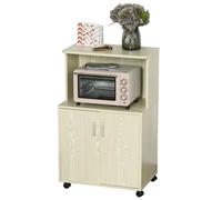HOMCOM Meuble de Rangement Moderne pour Micro-Ondes, Buffet avec Armoire, roulettes verrouillables, étagère pour Salon, Salle à Manger, Couleur chêne