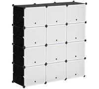 HOMCOM Meuble de Rangement Modulable 12 Casiers 125L x 32l x 125H cm Noir