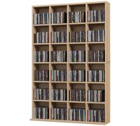 HOMCOM Meuble de rangement multimédia 456 CD/ 336 DVD - bibliothèque en bois avec étagères réglables 89 x 130,5 cm bois naturel