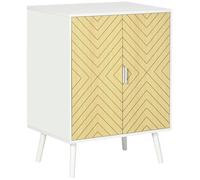 Buffet Design Scandinave 2 Portes Blanc Aspect Bois Clair Graphique Blanc