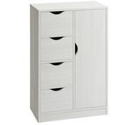 HOMCOM Meuble de Rangement Buffet Commode Moderne 1 Placard et 4 tiroirs - Panneaux Particules - pour Salon, Cuisine, entrée, Salle à Manger - Blanc