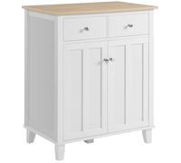 HOMCOM Buffet de Cuisine Commode Meuble de Rangement pour Chambre, Salon Bureau avec 2 Portes 2 tiroirs - 76 x 48 x 91 cm - Blanc et Aspect Bois