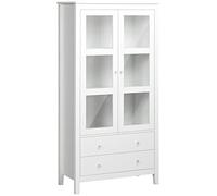 HOMCOM Meuble de Rangement Vitrine de salon Buffet de cuisine avec 2 portes en verre trempé 3 étagères 2 tiroirs et charnières à fermeture douce pour salle à manger bureau 80 x 40 x 160 cm Blanc