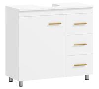 HOMCOM Meuble de Salle de Bain avec 3 tiroirs, Armoire à 3 étagères et Fermeture Douce, Meuble de Salle de Bain en Forme de U, pour lavabos avec ou sans piédestal, 70x30x65cm, Blanc