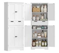 HOMCOM Meuble de Salle de Bain avec Tiroir 4 Portes 60 x 30 x 160 cm Blanc