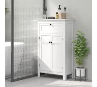 HOMCOM Meuble de salle de bain avec tiroir et étagères réglables, armoire de rangement sur pied, hauteur 102,5 cm, blanc