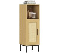 HOMCOM Meuble de Salle de Bain étroit, Colonne de Rangement sur Pied avec étagère réglable, 11.8 x 11.8 x 37 in, Finition Bois Naturel