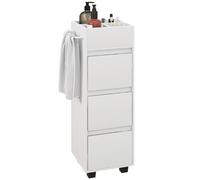 HomCom Meuble de salle de bain 4 compart., 3 tiroirs, porte-serviettes 35x30x90 cm Blanc